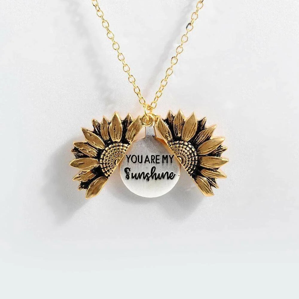 🌞 You Are My Sunshine Sunflower Necklace🌻(Double-sided engraving)