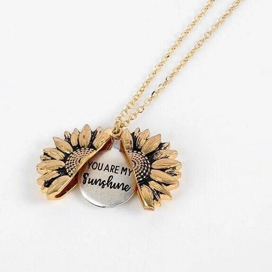 🌞 You Are My Sunshine Sunflower Necklace🌻(Double-sided engraving)