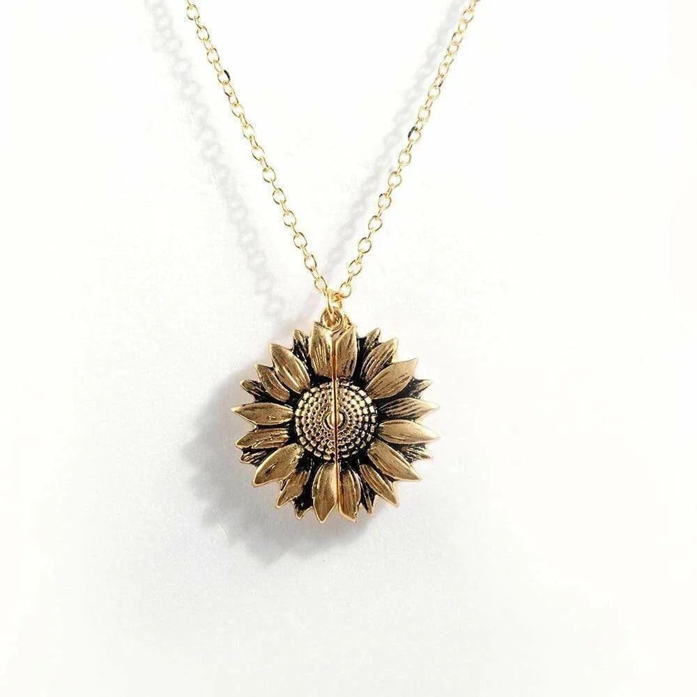 🌞 You Are My Sunshine Sunflower Necklace🌻(Double-sided engraving)